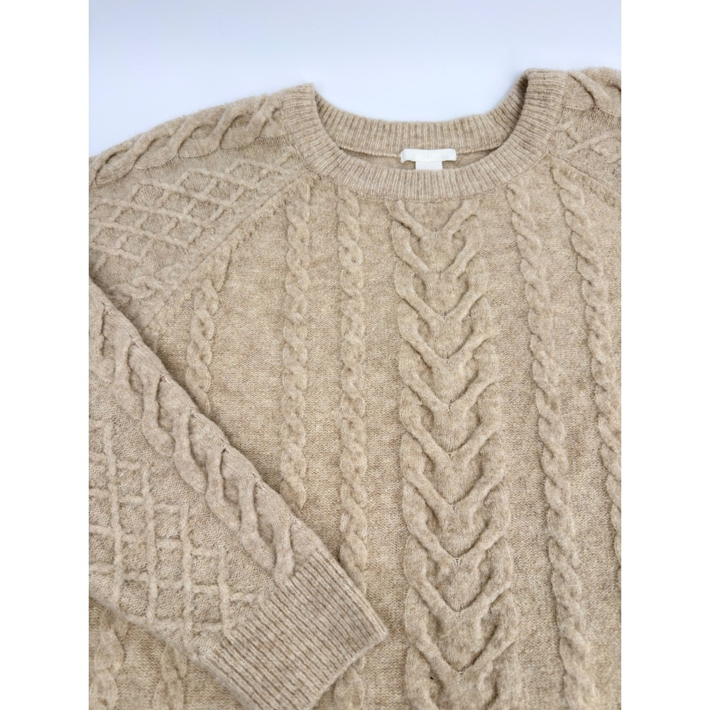 H&M Sweater Cable Knit Modern Women Large Beige